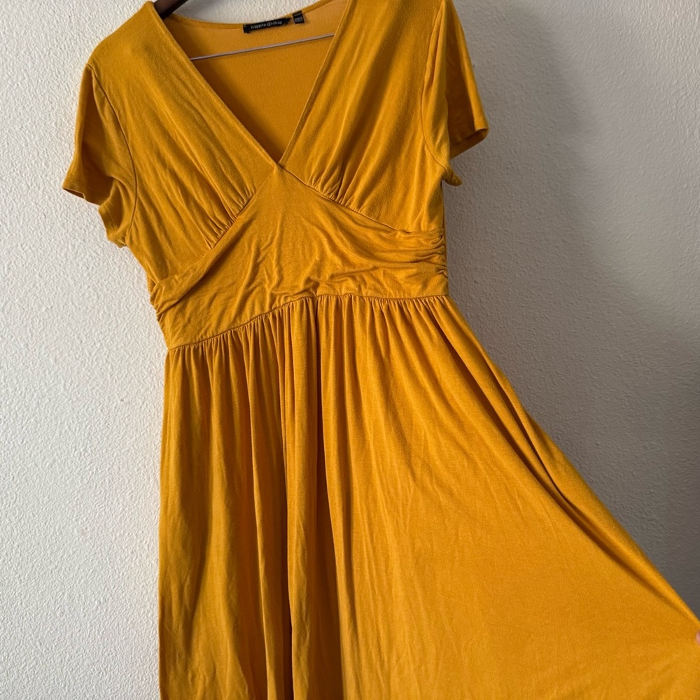 Hippie Chic Mustard Yellow Midi Dress Size SM Boho Coquette Cottagecore Boho - Picture 3 of 9